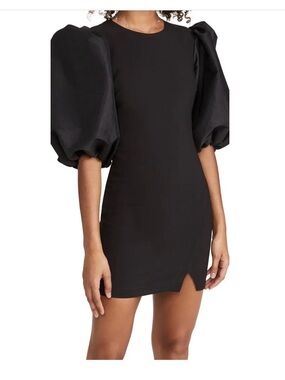Puff-Sleeve Black Mini Dress NWT $248